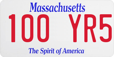 MA license plate 100YR5