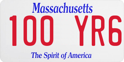 MA license plate 100YR6