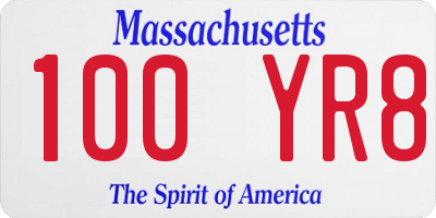 MA license plate 100YR8