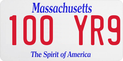 MA license plate 100YR9