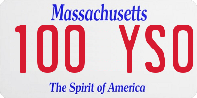 MA license plate 100YS0