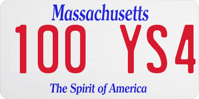 MA license plate 100YS4