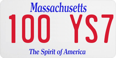 MA license plate 100YS7