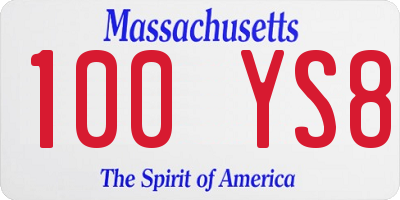 MA license plate 100YS8