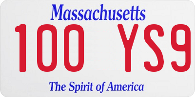 MA license plate 100YS9