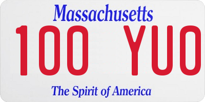 MA license plate 100YU0