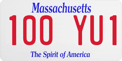 MA license plate 100YU1