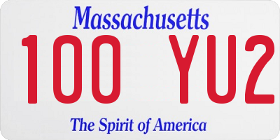 MA license plate 100YU2