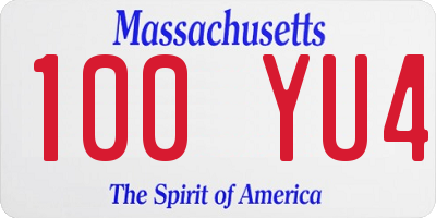 MA license plate 100YU4