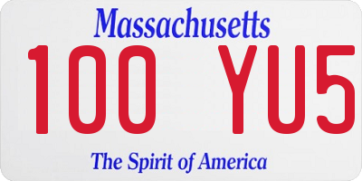 MA license plate 100YU5