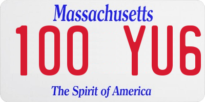 MA license plate 100YU6