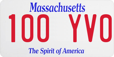 MA license plate 100YV0