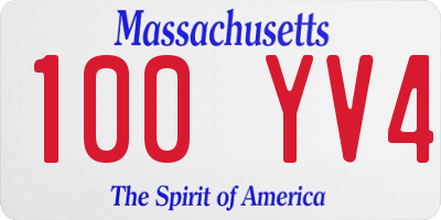 MA license plate 100YV4