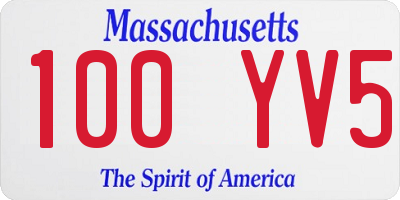 MA license plate 100YV5