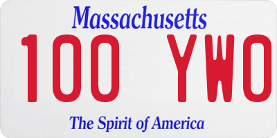 MA license plate 100YW0