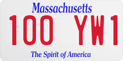 MA license plate 100YW1