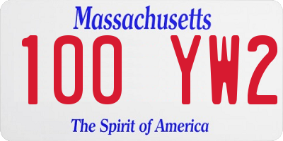 MA license plate 100YW2