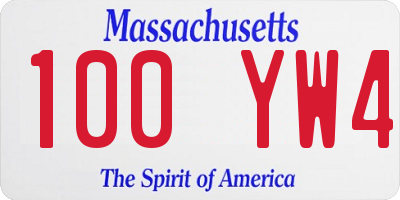 MA license plate 100YW4