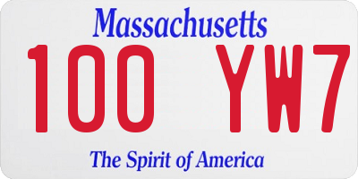 MA license plate 100YW7