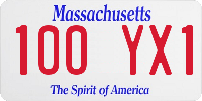 MA license plate 100YX1