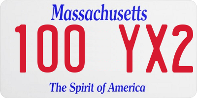 MA license plate 100YX2