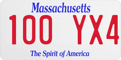 MA license plate 100YX4