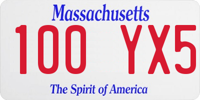 MA license plate 100YX5