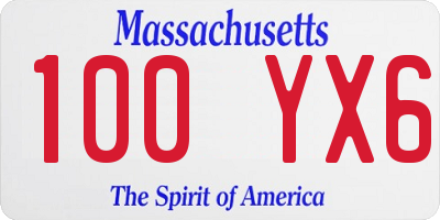 MA license plate 100YX6