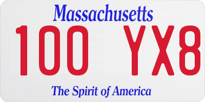 MA license plate 100YX8