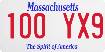 MA license plate 100YX9