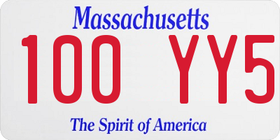 MA license plate 100YY5