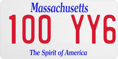 MA license plate 100YY6