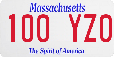 MA license plate 100YZ0