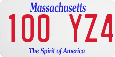 MA license plate 100YZ4