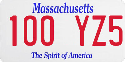 MA license plate 100YZ5