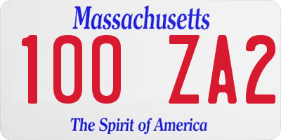 MA license plate 100ZA2