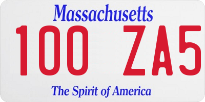 MA license plate 100ZA5