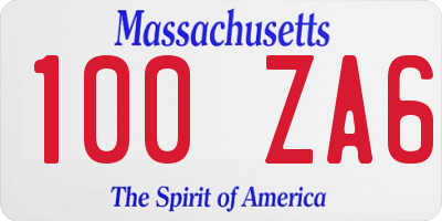 MA license plate 100ZA6