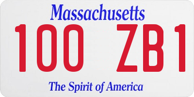 MA license plate 100ZB1