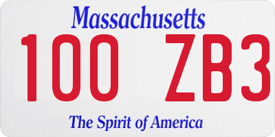 MA license plate 100ZB3