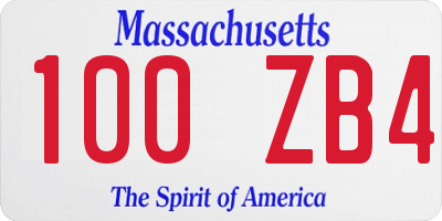 MA license plate 100ZB4