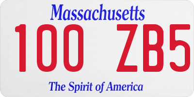 MA license plate 100ZB5