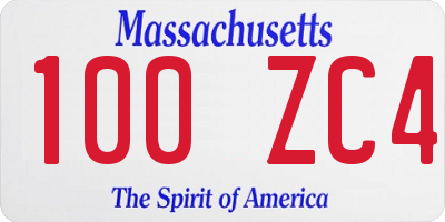 MA license plate 100ZC4