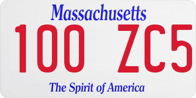 MA license plate 100ZC5