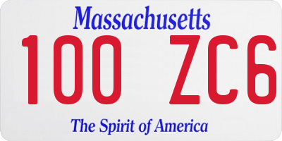 MA license plate 100ZC6