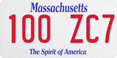 MA license plate 100ZC7