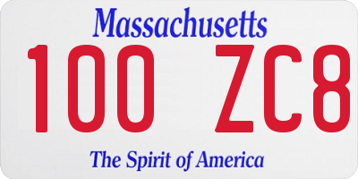 MA license plate 100ZC8