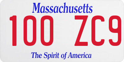 MA license plate 100ZC9