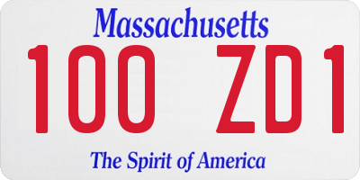 MA license plate 100ZD1