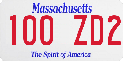 MA license plate 100ZD2